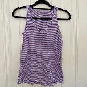 Purple & White Striped Tank Top, Size S, JCP Women's V Neck Racerback